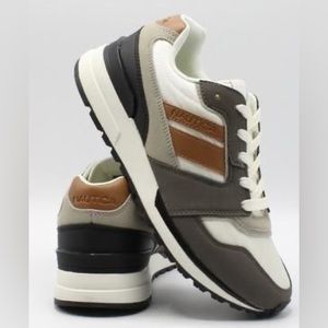 Sz 7.5 Men's Nautica Casual Sneakers Low-top Lace-up Fabric & Faux Leather Upper